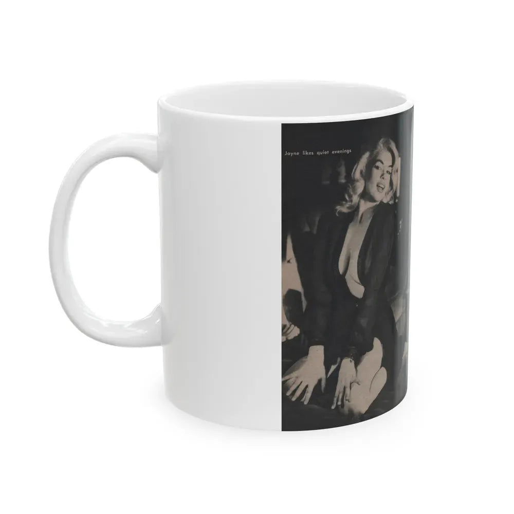 Jayne Mansfield #305 - JAYNE Pocket Magazine Pages 54 & 55 (Vintage Female Icon) White Coffee Mug - Go Mug Yourself