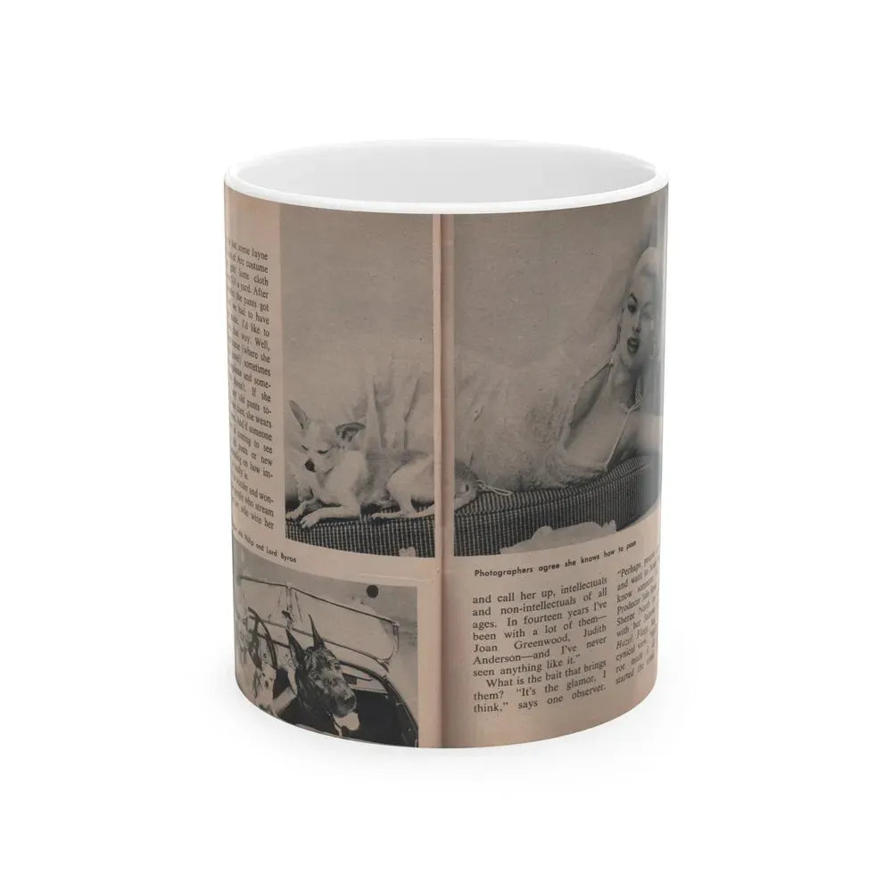 Jayne Mansfield #306 - JAYNE Pocket Magazine Pages 56 & 57 (Vintage Female Icon) White Coffee Mug 11oz - Go Mug Yourself