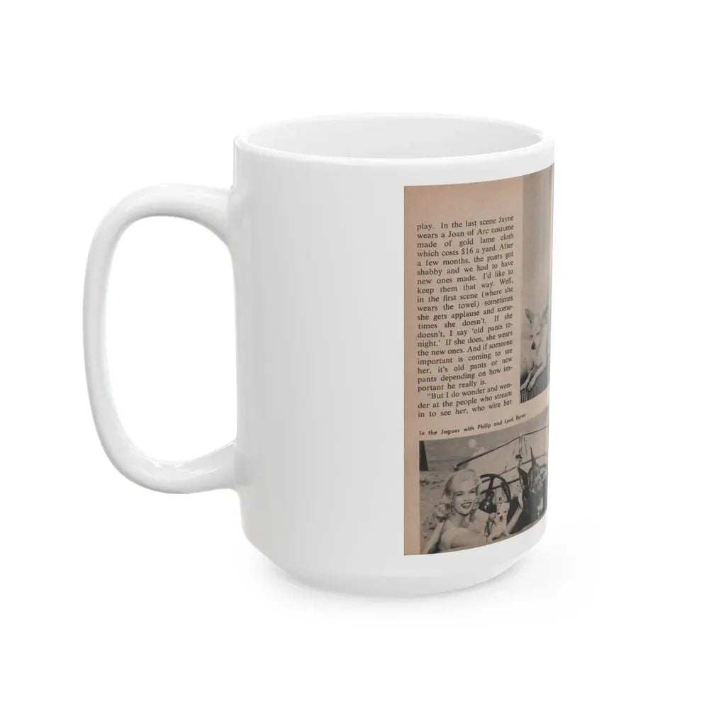 Jayne Mansfield #306 - JAYNE Pocket Magazine Pages 56 & 57 (Vintage Female Icon) White Coffee Mug - Go Mug Yourself