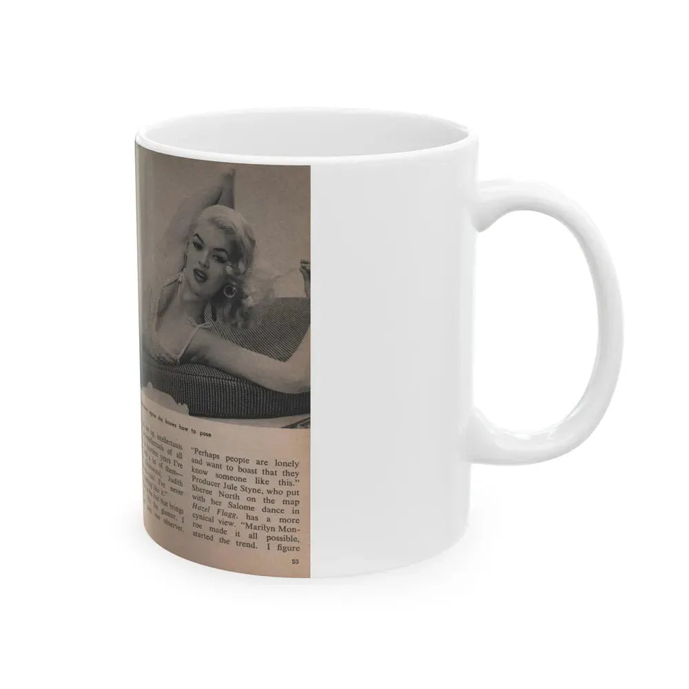 Jayne Mansfield #306 - JAYNE Pocket Magazine Pages 56 & 57 (Vintage Female Icon) White Coffee Mug - Go Mug Yourself