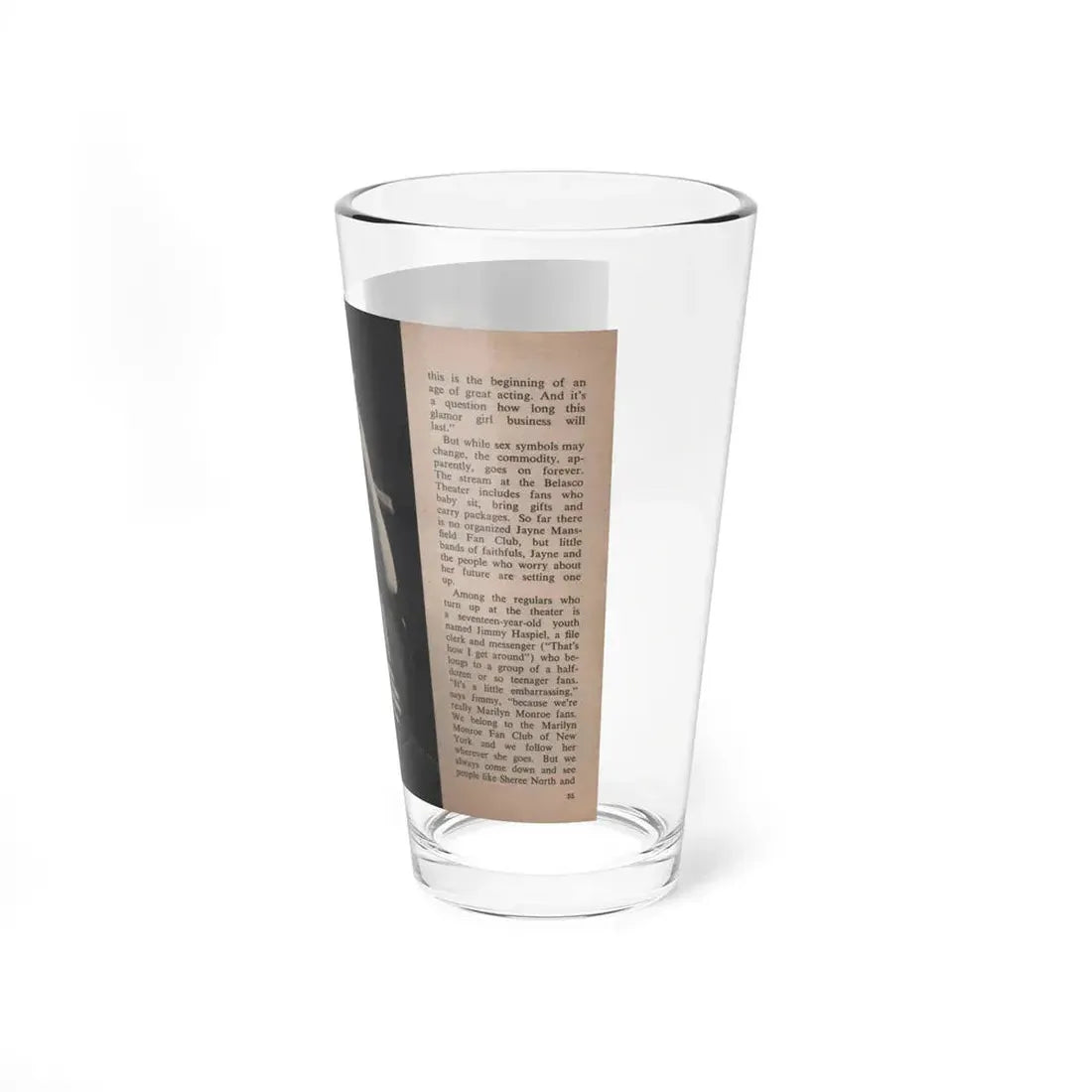 Jayne Mansfield #307 - JAYNE Pocket Magazine Pages 58 & 59 (Vintage Female Icon) Pint Glass 16oz - Go Mug Yourself