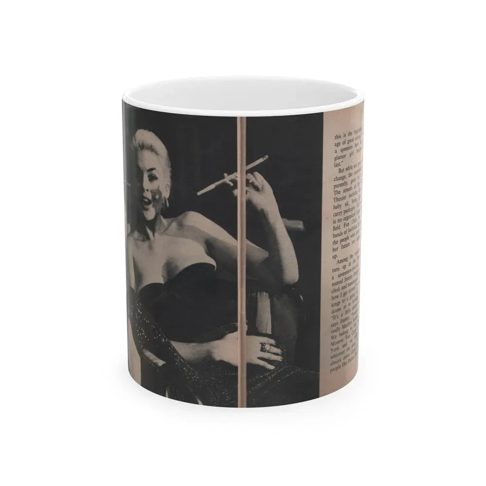 Jayne Mansfield #307 - JAYNE Pocket Magazine Pages 58 & 59 (Vintage Female Icon) White Coffee Mug 11oz - Go Mug Yourself