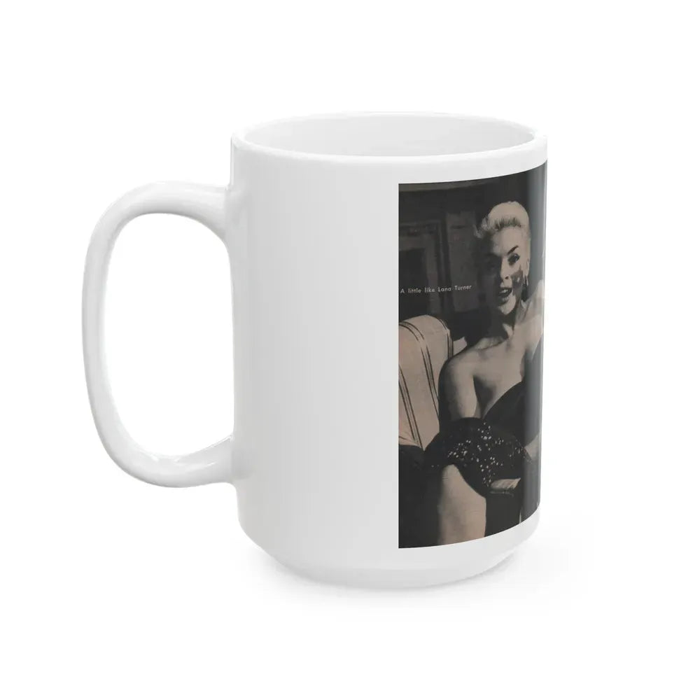 Jayne Mansfield #307 - JAYNE Pocket Magazine Pages 58 & 59 (Vintage Female Icon) White Coffee Mug - Go Mug Yourself