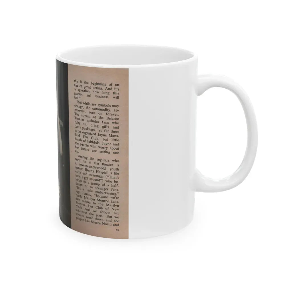 Jayne Mansfield #307 - JAYNE Pocket Magazine Pages 58 & 59 (Vintage Female Icon) White Coffee Mug - Go Mug Yourself