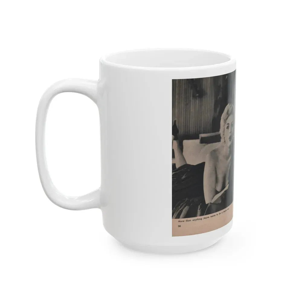 Jayne Mansfield #308 - JAYNE Pocket Magazine Pages 60 & 61 (Vintage Female Icon) White Coffee Mug - Go Mug Yourself