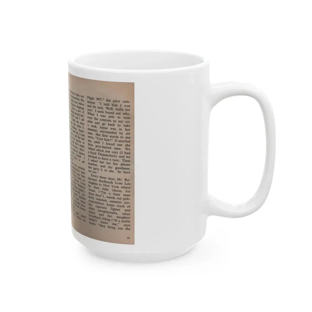 Jayne Mansfield #308 - JAYNE Pocket Magazine Pages 60 & 61 (Vintage Female Icon) White Coffee Mug - Go Mug Yourself