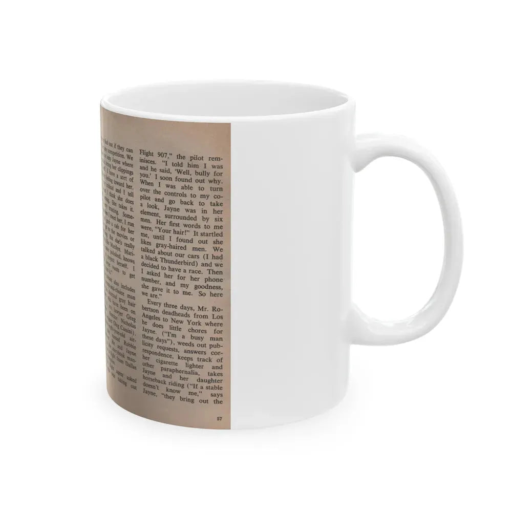 Jayne Mansfield #308 - JAYNE Pocket Magazine Pages 60 & 61 (Vintage Female Icon) White Coffee Mug - Go Mug Yourself