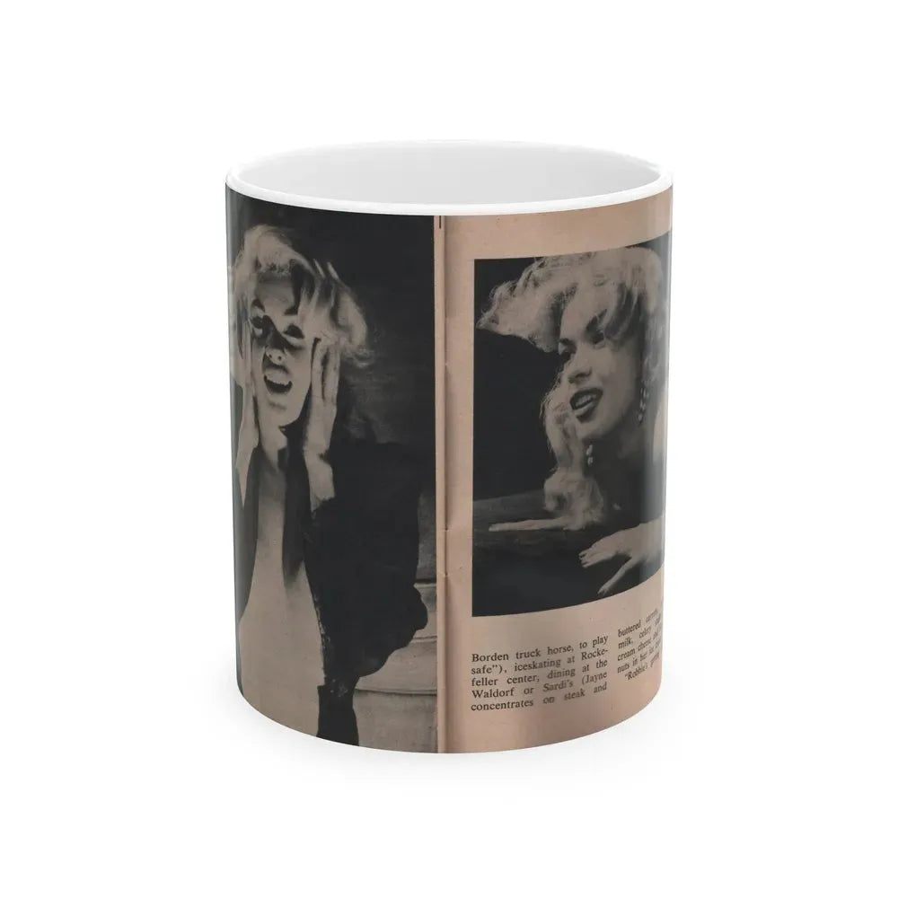 Jayne Mansfield #310 - JAYNE Pocket Magazine Pages 64 & 65 (Vintage Female Icon) White Coffee Mug 11oz - Go Mug Yourself