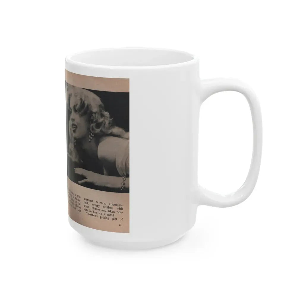 Jayne Mansfield #310 - JAYNE Pocket Magazine Pages 64 & 65 (Vintage Female Icon) White Coffee Mug - Go Mug Yourself