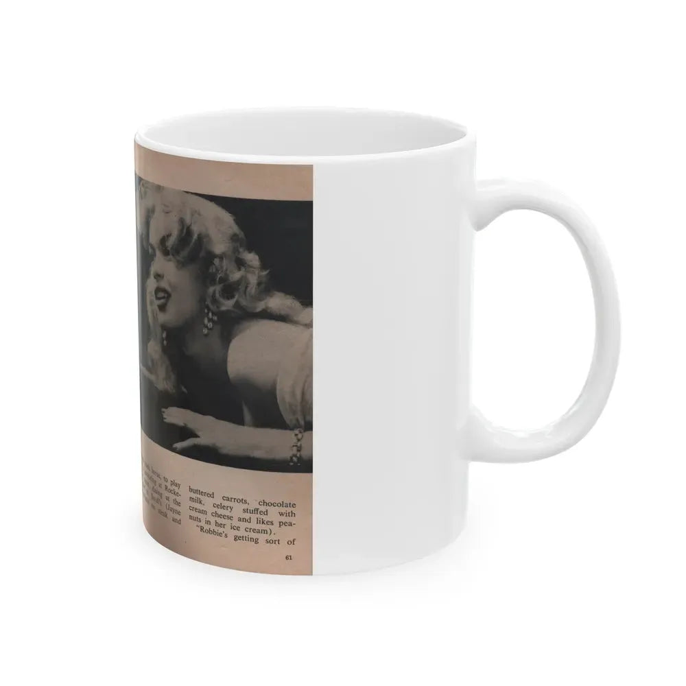 Jayne Mansfield #310 - JAYNE Pocket Magazine Pages 64 & 65 (Vintage Female Icon) White Coffee Mug - Go Mug Yourself