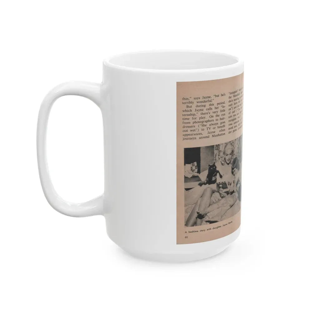 Jayne Mansfield #311 - JAYNE Pocket Magazine Pages 66 & 67 (Vintage Female Icon) White Coffee Mug - Go Mug Yourself