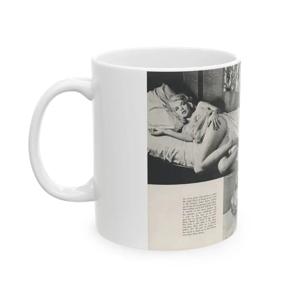 Jayne Mansfield #313 - Pages 1 & 2 of 4 with, 5 B&W Photos, Captions & Article from SCAMP Magazine May '57 (Vintage Female Icon) White Coffee Mug - Go Mug Yourself