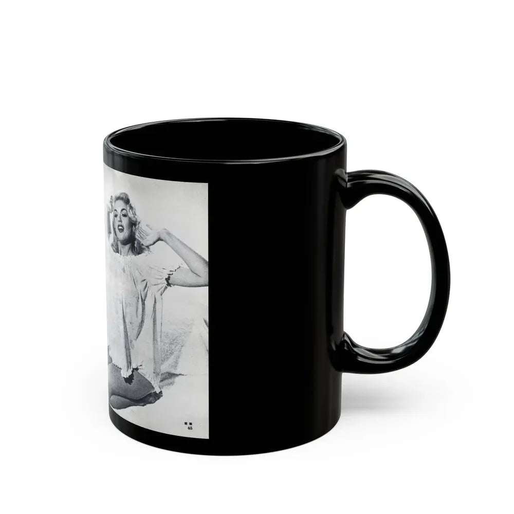 Jayne Mansfield #318 - Pages 43 & 44 Pages 5 & 6 of 6 featuring, Jayne+3 B&W Photos & Caption from Pageant Digest Mag. June '55 (Vintage Female Icon) Black Coffee Mug - Go Mug Yourself
