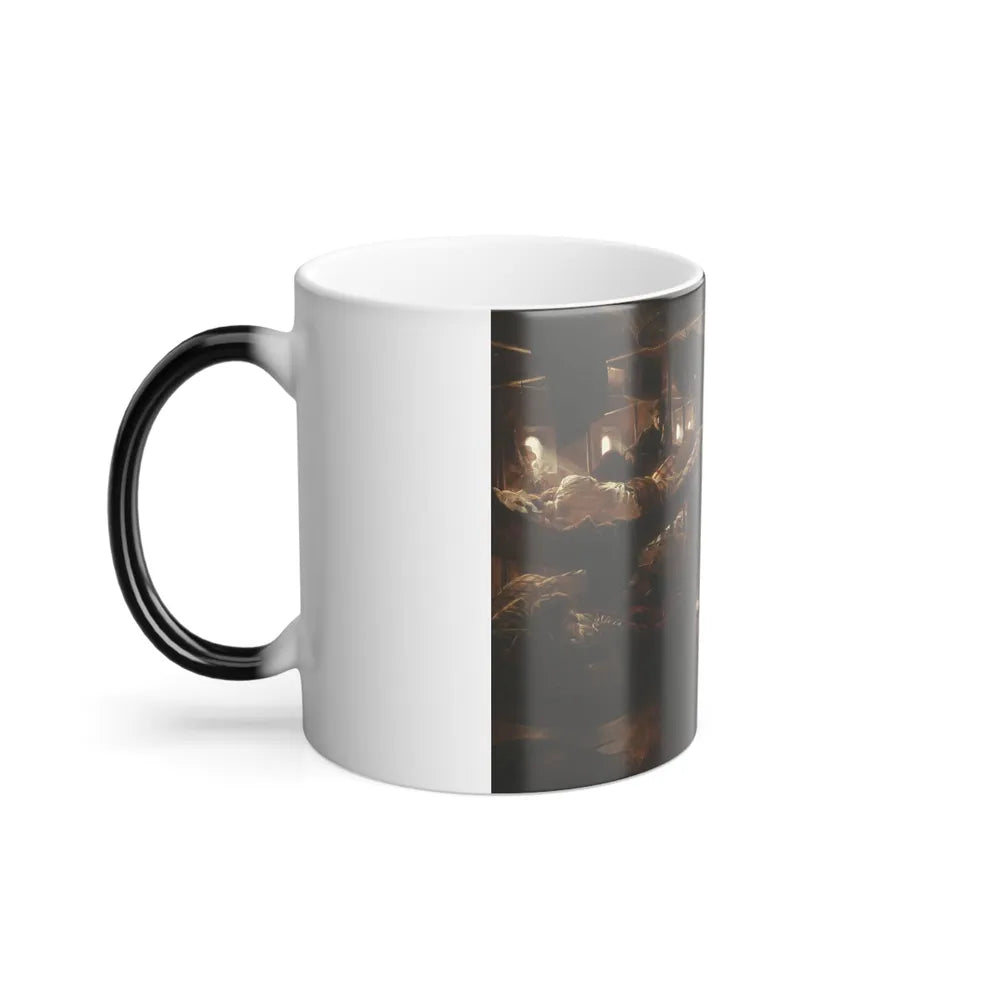 Jean Andre Castaigne (1861-1929) Below Deck, Voyage to America - Oil on Canvas 1913 - Color Changing Mug 11oz - Go Mug Yourself