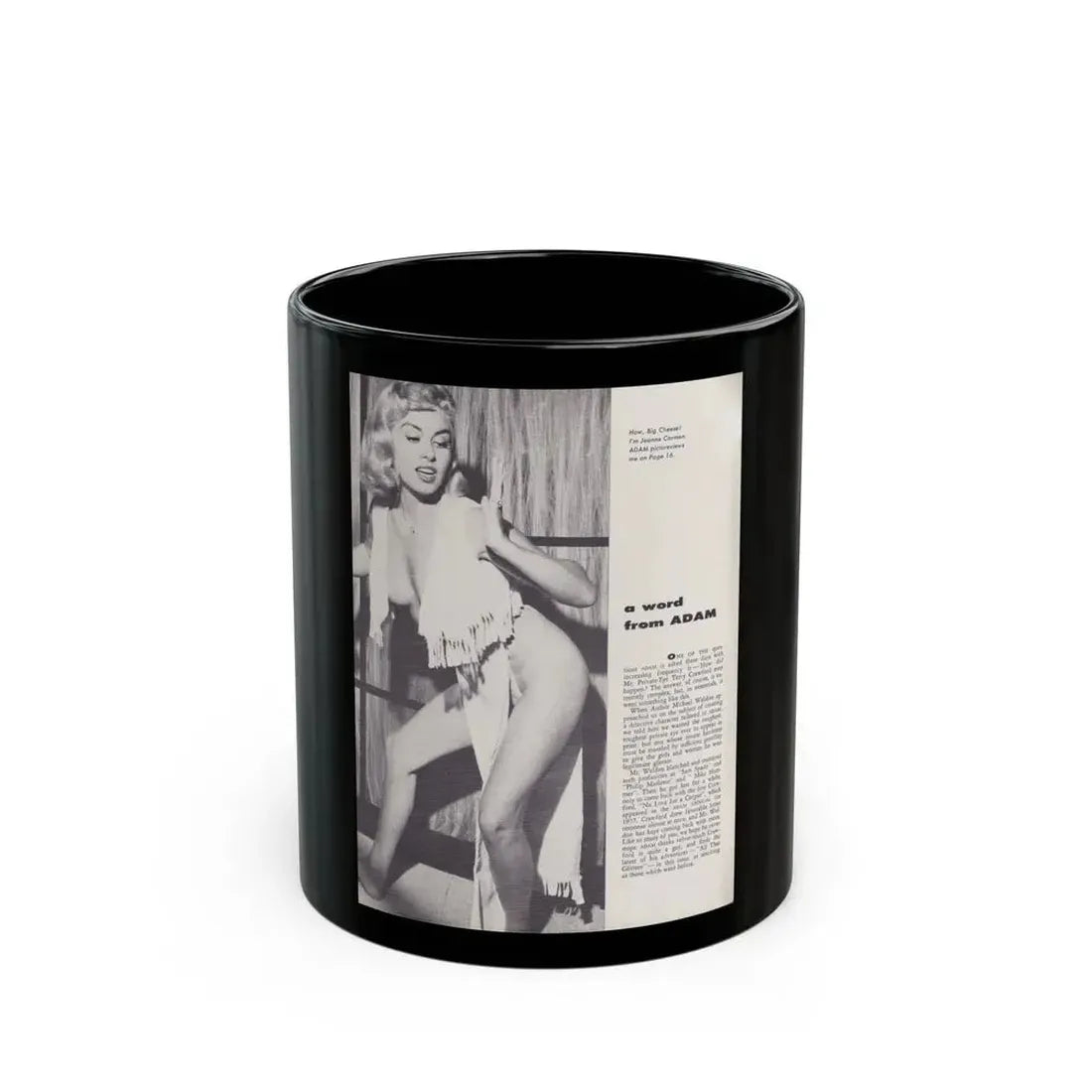 Jeanne Carmen #104 (Vintage Female Icon) Black Coffee Mug 11oz - Go Mug Yourself