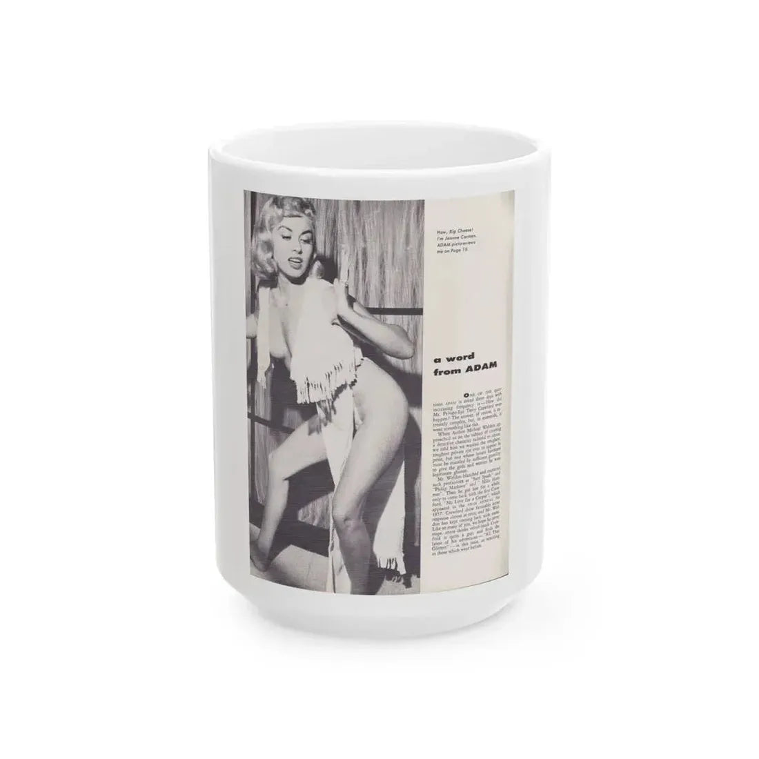 Jeanne Carmen #104 (Vintage Female Icon) White Coffee Mug 15oz - Go Mug Yourself