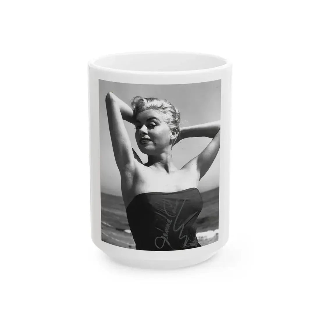 Jeanne Carmen #106 (Vintage Female Icon) White Coffee Mug 15oz - Go Mug Yourself
