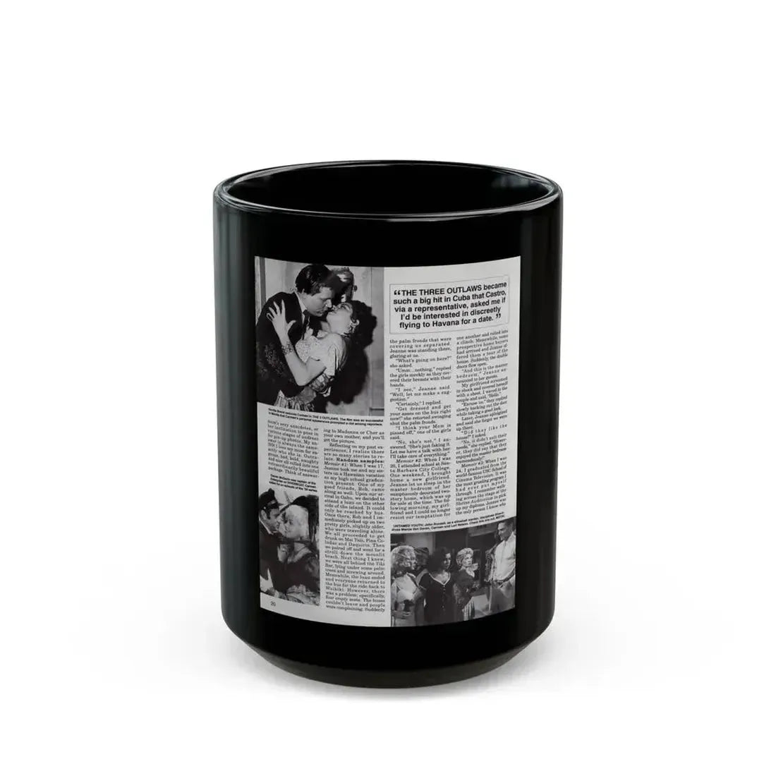 Jeanne Carmen #117 - Pages 3 of 14 with, 3 B&W Movie Stills & Article from Femme Fatales Mag. Oct. '95 (Vintage Female Icon) Black Coffee Mug 15oz - Go Mug Yourself