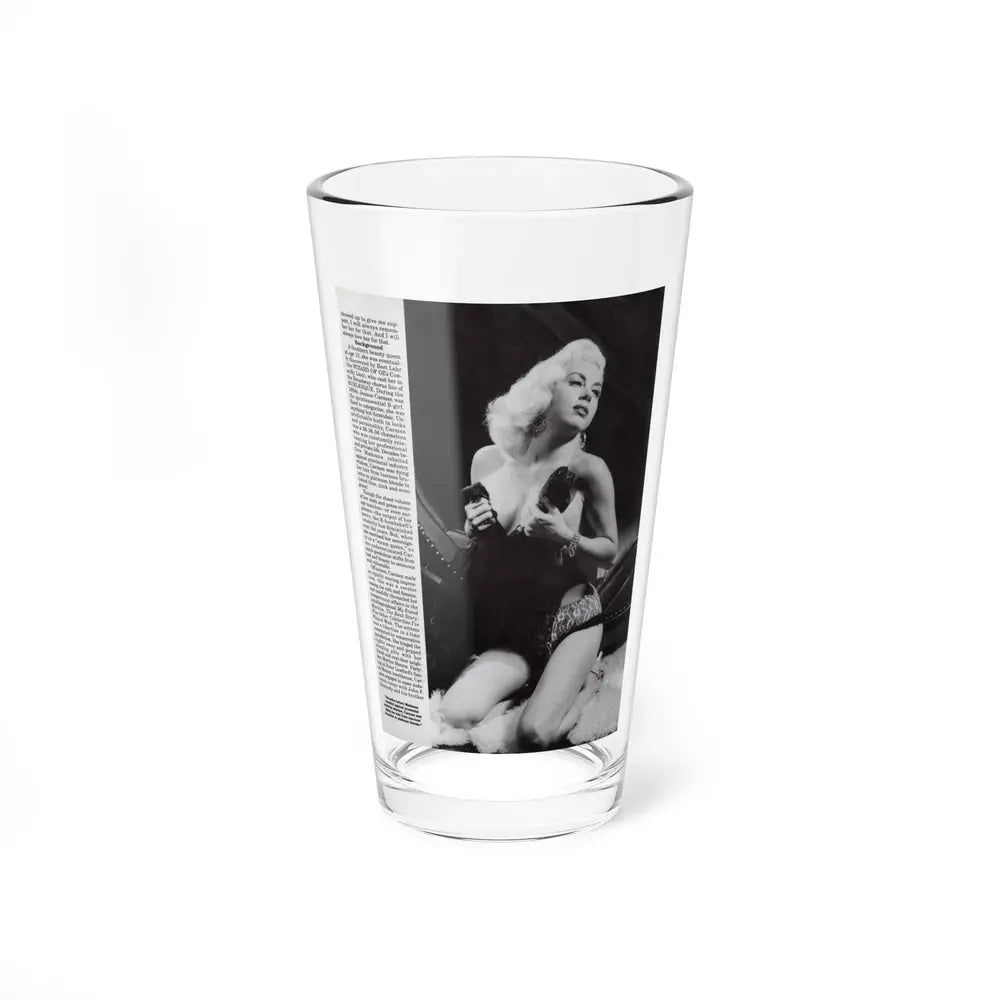 Jeanne Carmen #118 - Pages 4 of 14 with, 1 Large B&W Photo & Article from Femme Fatales Mag. Oct. '95 (Vintage Female Icon) Pint Glass 16oz 16oz - Go Mug Yourself