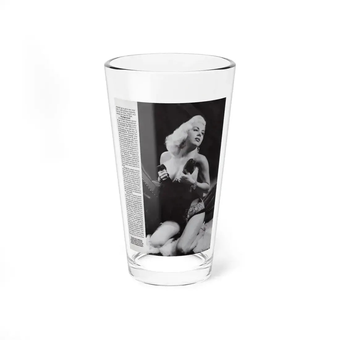 Jeanne Carmen #118 - Pages 4 of 14 with, 1 Large B&W Photo & Article from Femme Fatales Mag. Oct. '95 (Vintage Female Icon) Pint Glass 16oz 16oz - Go Mug Yourself