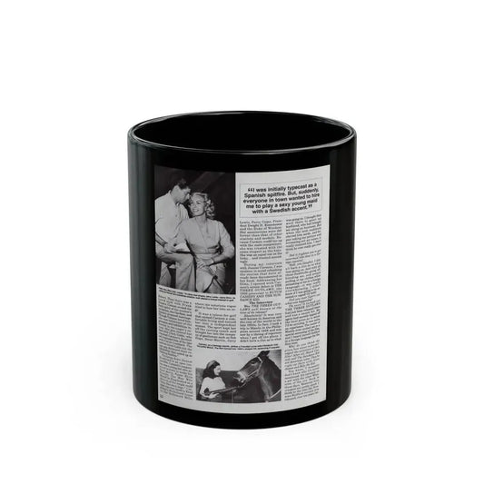 Jeanne Carmen #119 - Pages 5 of 14 with, 2 B&W Movie Off-Camerea Stills Photos, Captions & Article from Femme Fatales Mag. Oct. '95 (Vintage Female Icon) Black Coffee Mug 11oz - Go Mug Yourself