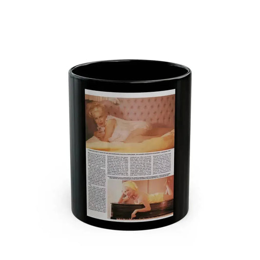 Jeanne Carmen #122 - Pages 8 of 14 with, 2 Large Color Photos as a blonde & Article from Femme Fatales Mag. Oct. '95 (Vintage Female Icon) Black Coffee Mug 11oz - Go Mug Yourself
