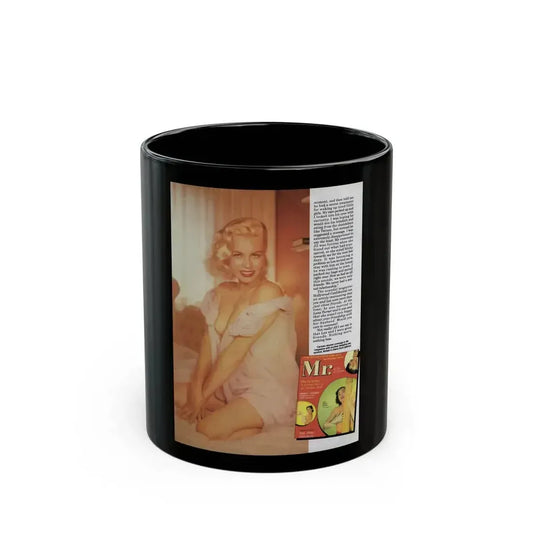 Jeanne Carmen #123 - Pages 9 of 14 with, 1 Large Color Photo as blonde, 1 Small Mag. Cover & Article from Magazine Cover (Vintage Female Icon) Black Coffee Mug 11oz - Go Mug Yourself