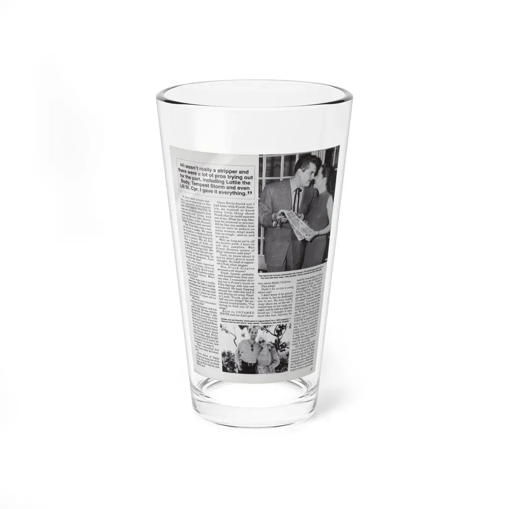Jeanne Carmen #124 - Pages 10 of 14 with, 2 B&W Moie Stills & Article from Femme Fatales Mag. Oct. '95 (Vintage Female Icon) Pint Glass 16oz 16oz - Go Mug Yourself