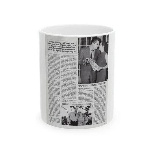 Jeanne Carmen #124 - Pages 10 of 14 with, 2 B&W Moie Stills & Article from Femme Fatales Mag. Oct. '95 (Vintage Female Icon) White Coffee Mug 11oz - Go Mug Yourself