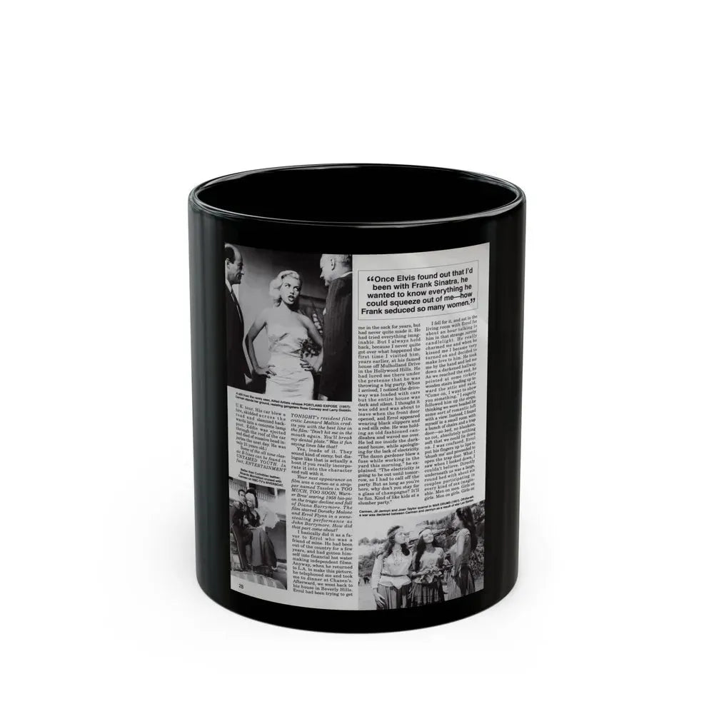 Jeanne Carmen #125 - Pages 11 of 14 with, B&W Movie Stills & Article from Femme Fatales Mag. Oct. '95 (Vintage Female Icon) Black Coffee Mug 11oz - Go Mug Yourself