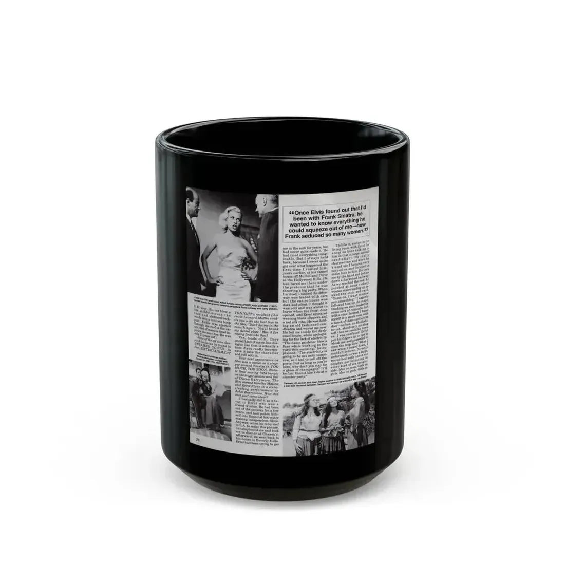 Jeanne Carmen #125 - Pages 11 of 14 with, B&W Movie Stills & Article from Femme Fatales Mag. Oct. '95 (Vintage Female Icon) Black Coffee Mug 15oz - Go Mug Yourself