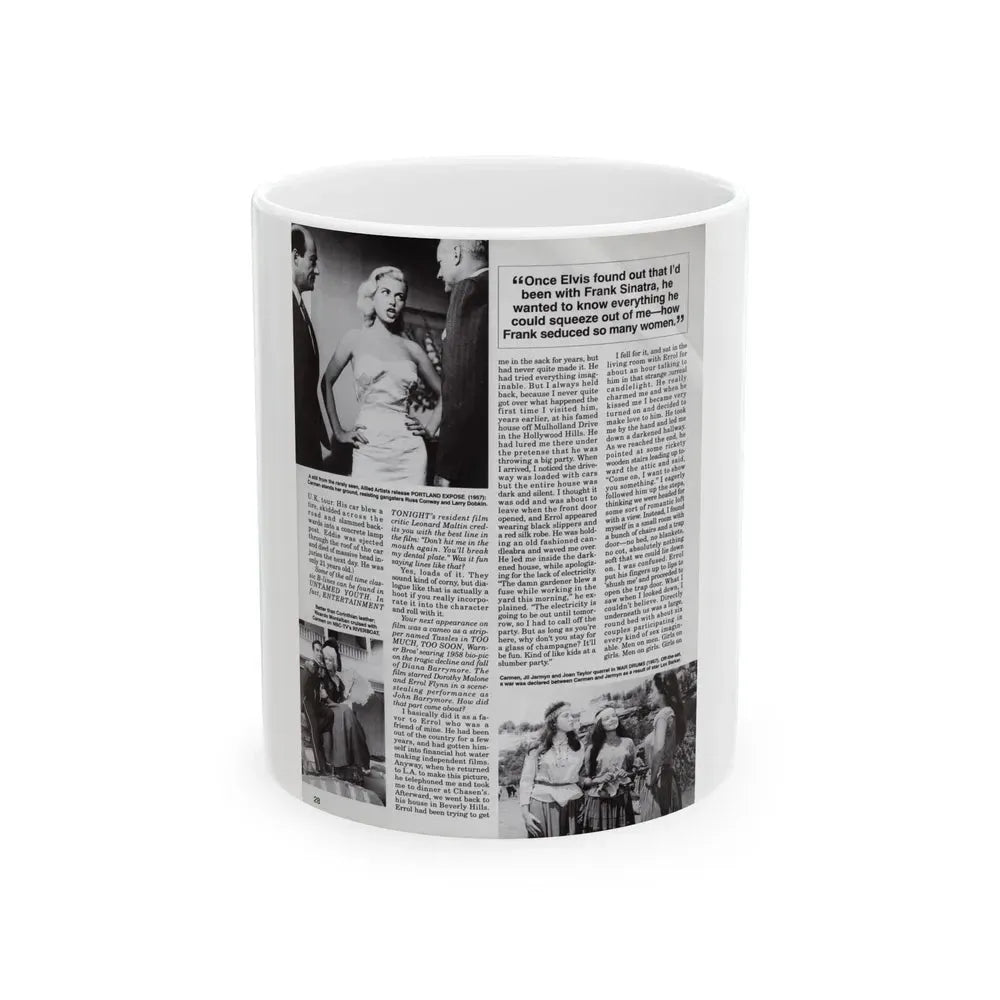 Jeanne Carmen #125 - Pages 11 of 14 with, B&W Movie Stills & Article from Femme Fatales Mag. Oct. '95 (Vintage Female Icon) White Coffee Mug 11oz - Go Mug Yourself