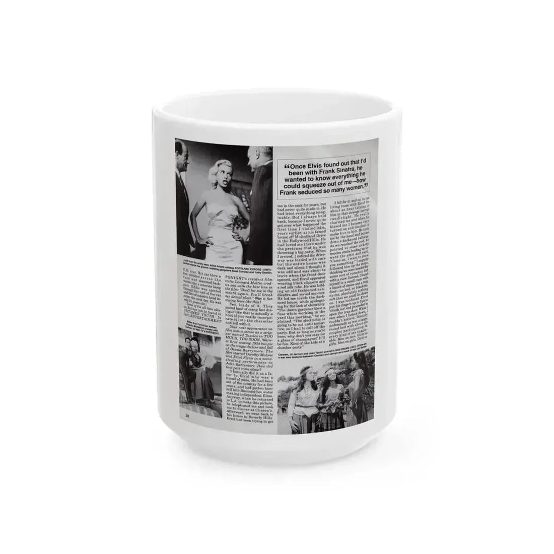 Jeanne Carmen #125 - Pages 11 of 14 with, B&W Movie Stills & Article from Femme Fatales Mag. Oct. '95 (Vintage Female Icon) White Coffee Mug 15oz - Go Mug Yourself