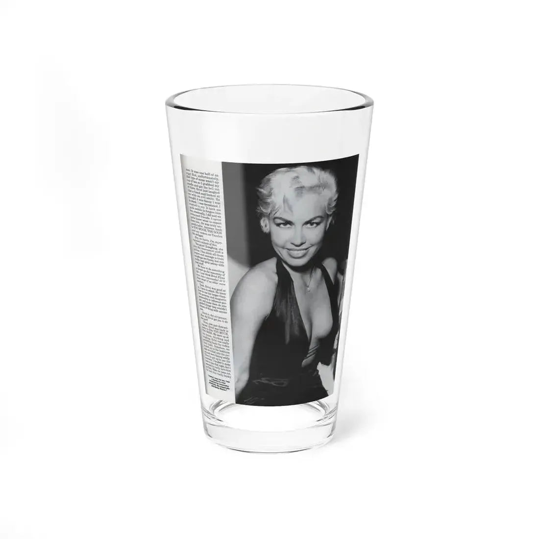 Jeanne Carmen #126 - Pages 12 of 14 with, 1 Large B&W Photo as a blonde & Article from Femme Fatales Mag. Oct. '95 (Vintage Female Icon) Pint Glass 16oz 16oz - Go Mug Yourself
