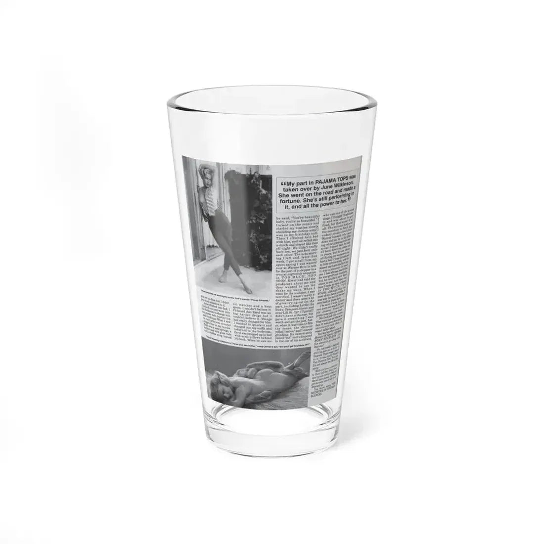 Jeanne Carmen #127 - Pages 13 of 14 with, 2 B&W Photos as a blonde & Article from Femme Fatales Mag. Oct. '95 (Vintage Female Icon) Pint Glass 16oz 16oz - Go Mug Yourself