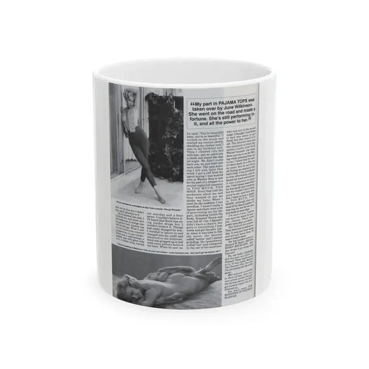 Jeanne Carmen #127 - Pages 13 of 14 with, 2 B&W Photos as a blonde & Article from Femme Fatales Mag. Oct. '95 (Vintage Female Icon) White Coffee Mug 11oz - Go Mug Yourself
