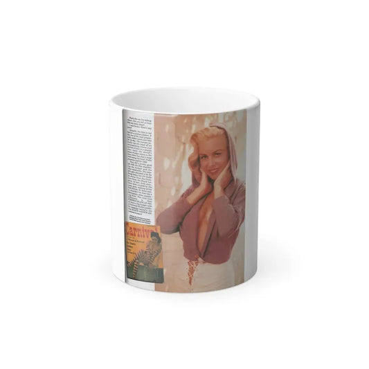 Jeanne Carmen #128 - Pages 14 of 14 with, 1 Large Color Photo as a blonde & Article from Femme Fatales Mag. Oct. '95 (Vintage Female Icon) Color Changing Coffee Mug 11oz - Go Mug Yourself