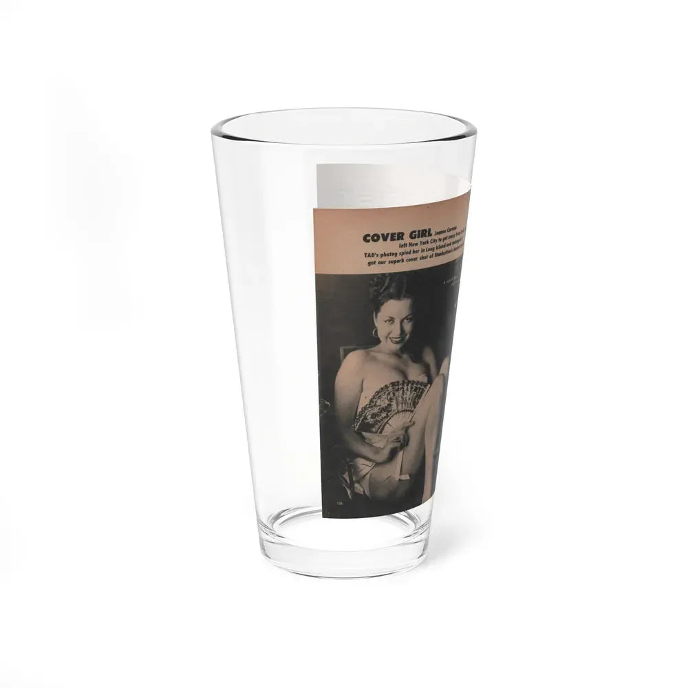 Jeanne Carmen #131 - Pages 1 & 2 of 2 with, 3 B&W Photos from TAB Digest Mag. Sept. '54 (Vintage Female Icon) Pint Glass 16oz - Go Mug Yourself