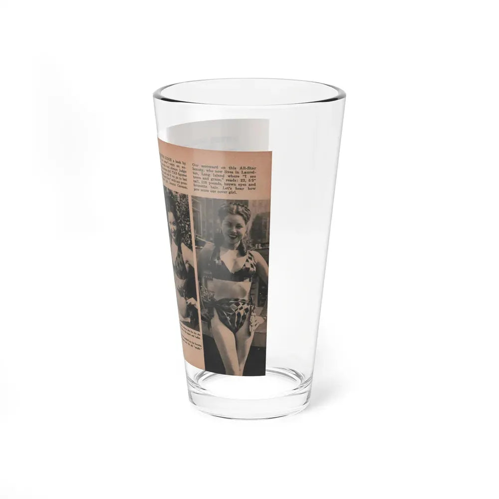 Jeanne Carmen #131 - Pages 1 & 2 of 2 with, 3 B&W Photos from TAB Digest Mag. Sept. '54 (Vintage Female Icon) Pint Glass 16oz - Go Mug Yourself