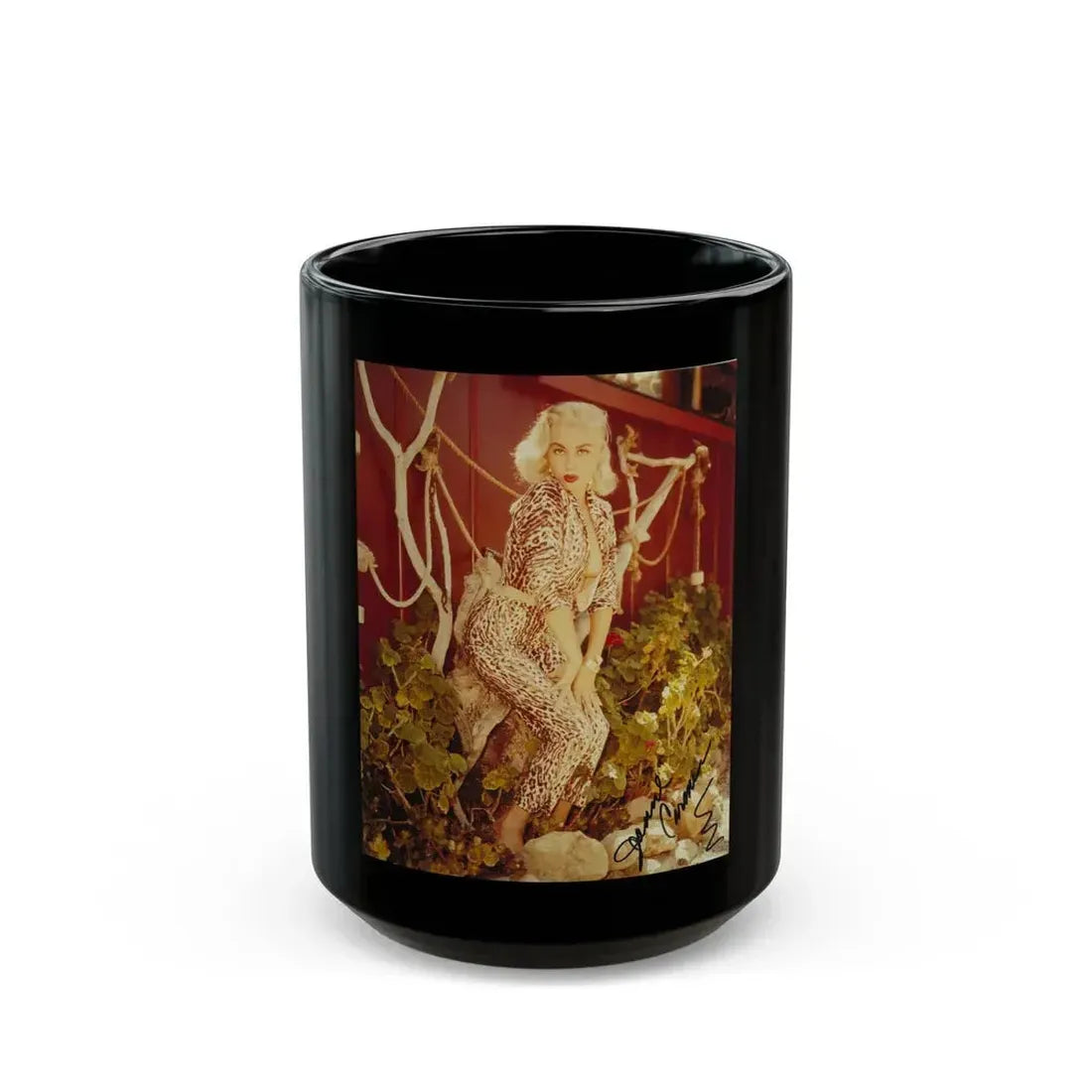 Jeanne Carmen #141 (Vintage Female Icon) Black Coffee Mug 15oz - Go Mug Yourself