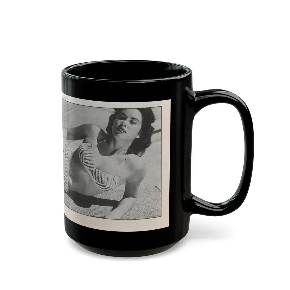 Jeanne Carmen #144 - Celebrity Sleuth Magazine B&W Photo Cropped (Vintage Female Icon) Black Coffee Mug - Go Mug Yourself