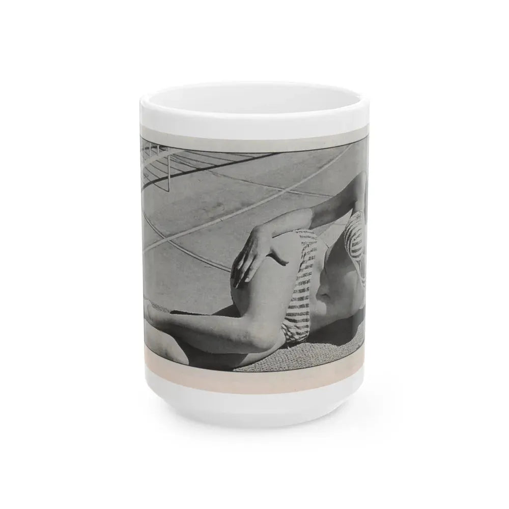 Jeanne Carmen #144 - Celebrity Sleuth Magazine B&W Photo Cropped (Vintage Female Icon) White Coffee Mug 15oz - Go Mug Yourself