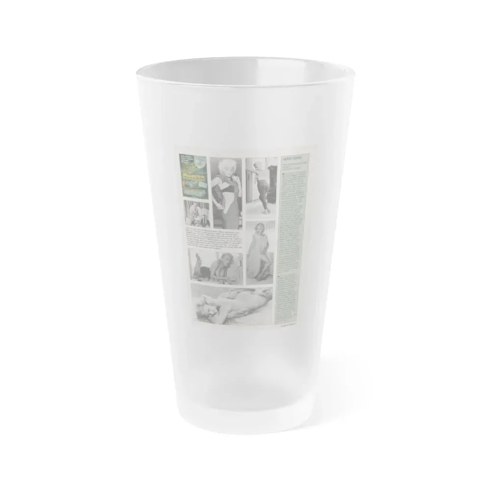 Jeanne Carmen #145 - Celebrity Sleuth Magazine Article, 5 B&W Photos & 1 Movie Poster on Page 5 (Vintage Female Icon) Frosted Pint Glass 16oz 16oz Frosted - Go Mug Yourself