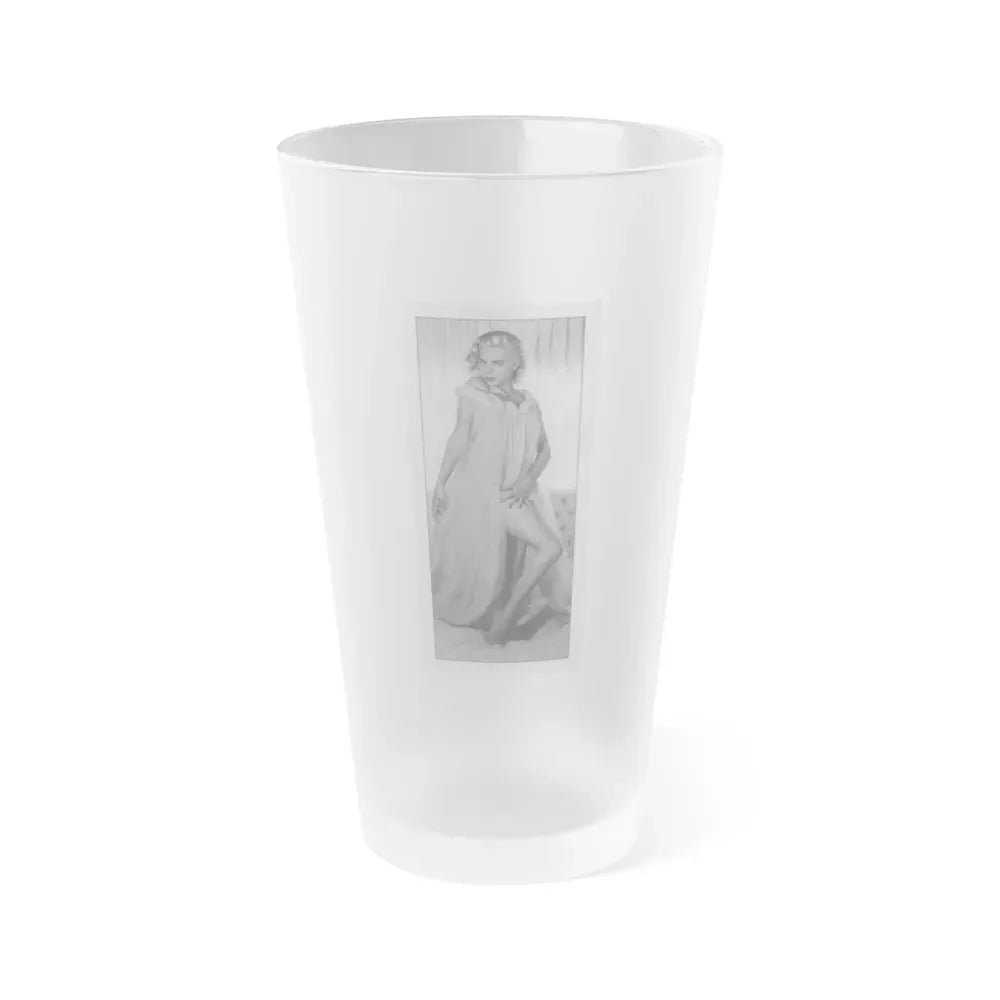 Jeanne Carmen #146 - Celebrity Sleuth Magazine B&W Photo Cropped (Vintage Female Icon) Frosted Pint Glass 16oz 16oz Frosted - Go Mug Yourself