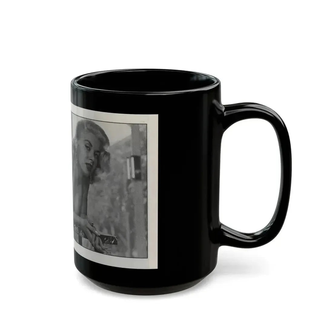 Jeanne Carmen #147 - Celebrity Sleuth Magazine B&W Photo Cropped (Vintage Female Icon) Black Coffee Mug - Go Mug Yourself