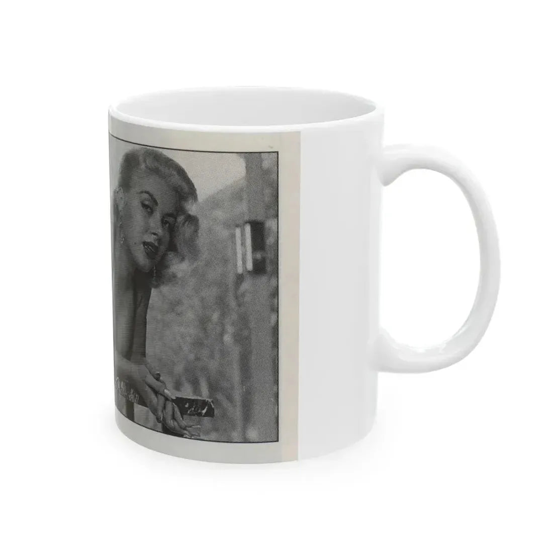 Jeanne Carmen #147 - Celebrity Sleuth Magazine B&W Photo Cropped (Vintage Female Icon) White Coffee Mug - Go Mug Yourself