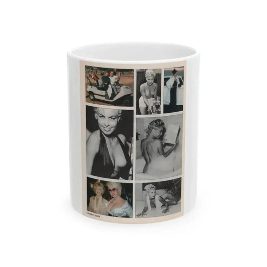 Jeanne Carmen #149 - Celebrity Sleuth Magazine Article, 7 Photos B&W+Color on Page 8 (Vintage Female Icon) White Coffee Mug 11oz - Go Mug Yourself