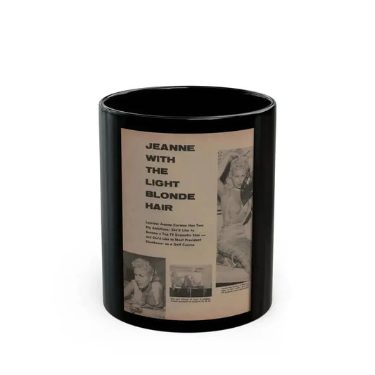 Jeanne Carmen #157 - Pages 36 Pages 1 of 4+3 B&W Photos & 3 Captions from Sir! Mag. April '60 (Vintage Female Icon) Black Coffee Mug 11oz - Go Mug Yourself