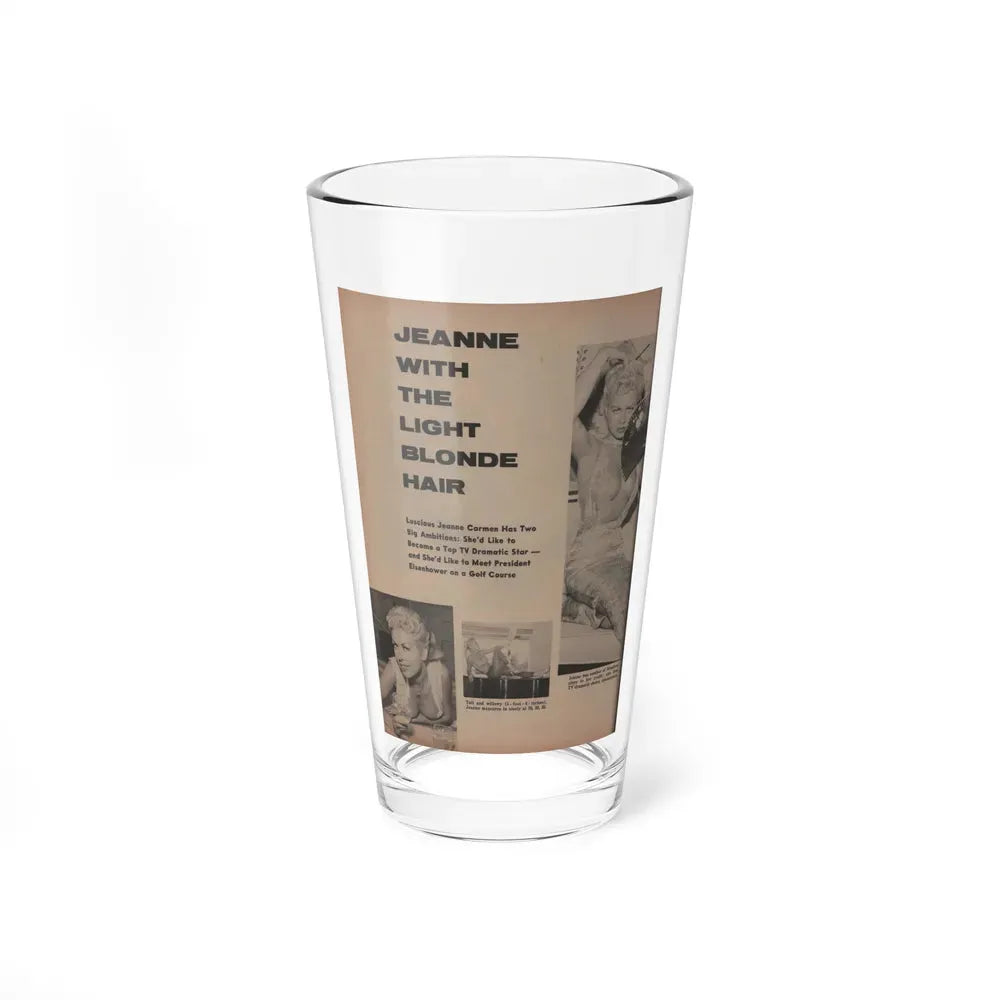 Jeanne Carmen #157 - Pages 36 Pages 1 of 4+3 B&W Photos & 3 Captions from Sir! Mag. April '60 (Vintage Female Icon) Pint Glass 16oz 16oz - Go Mug Yourself