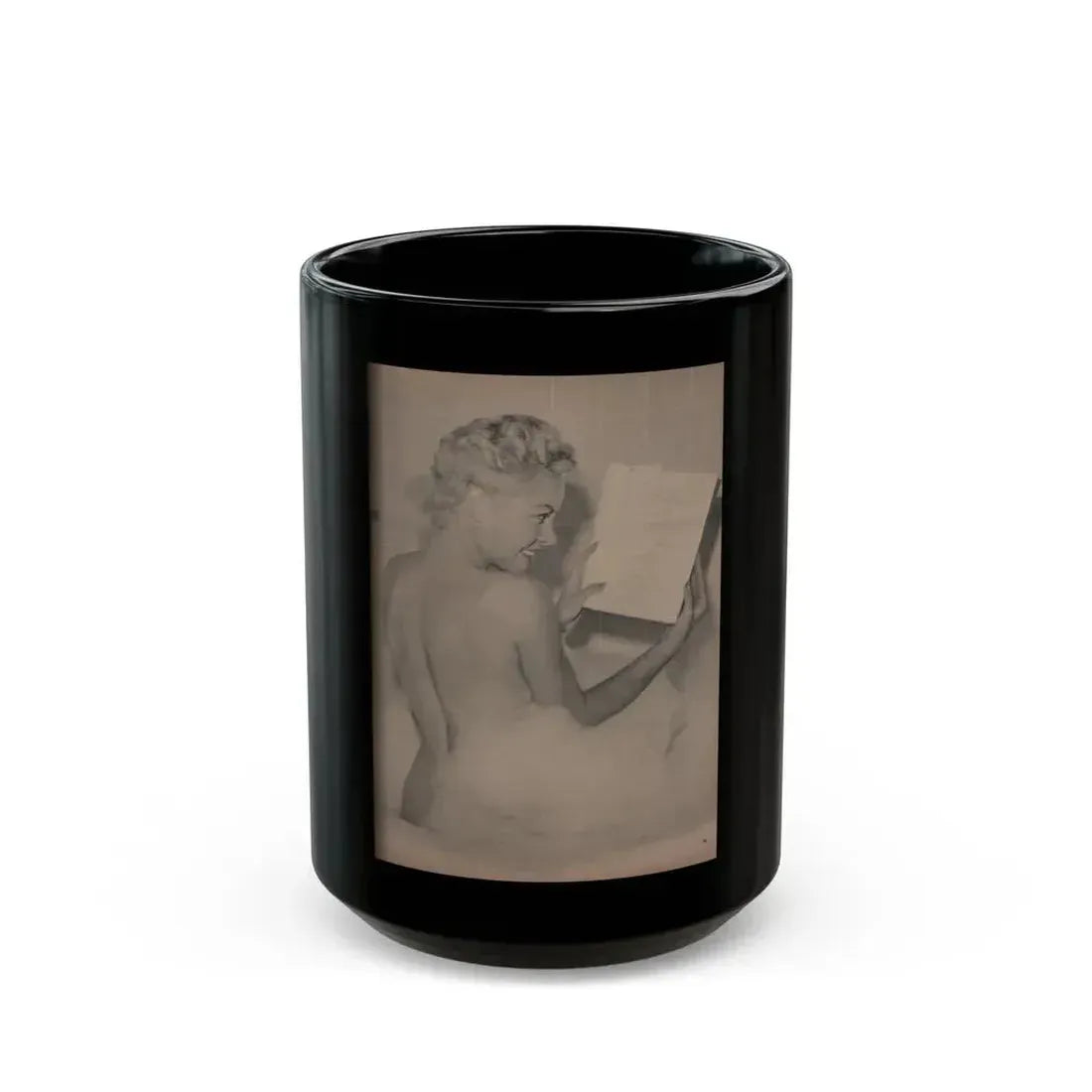 Jeanne Carmen #160 - Pages 39 Pages 4 of 4+1 Full Page B&W Photo from Sir! Mag. April '60 (Vintage Female Icon) Black Coffee Mug 15oz - Go Mug Yourself